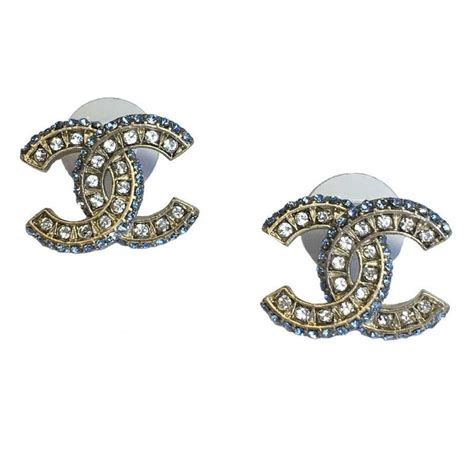 chanel earrings blue crystal